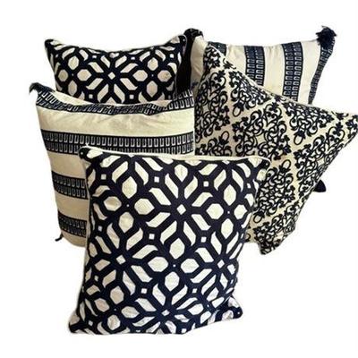 Lot 164  
Decorator Pillows, Blue and White Assorted Patterns, Five (5)