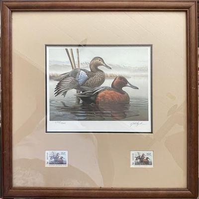 Lot 295   
Rob Leslie 1987 Waterfowl Signed Lithograph and Idaho Stamp Set