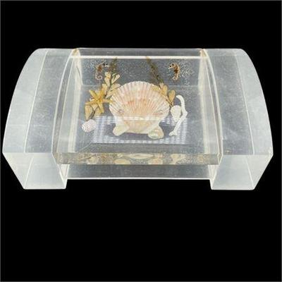 Lot 084   
Lucite Trinket Box with Seashells