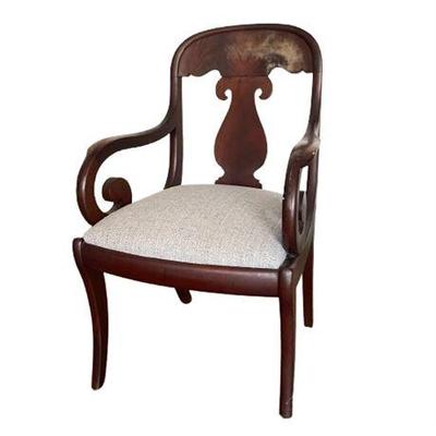 Lot 225  
Antique Carved Mahogany Arm Chair