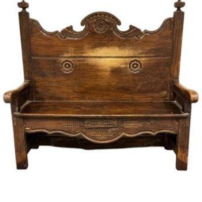 Lot 004-160  
Antique French Bench With Pull Out Storage Drawer