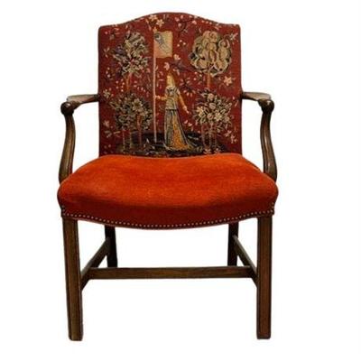 Lot 016  
Antique French Tapestry Armchair