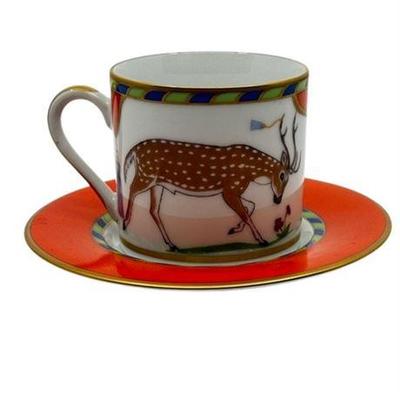 Lot 025-234 
Lynn Chase Tiger Raj Cup And Under Plate Decorated With 24K Gold