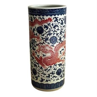 Lot 009-163  
Chinese Blue White Porcelain Dragon Umbrella Stand