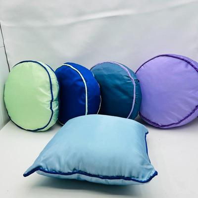  Silky Round and Square Colorful Throw Pillows- Like New