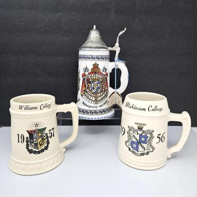  Authentic Kühr Mühlried Bavarian Beer Stein – Porcelain & 95% Pewter Lid – Heraldic Design, Unused with Tag