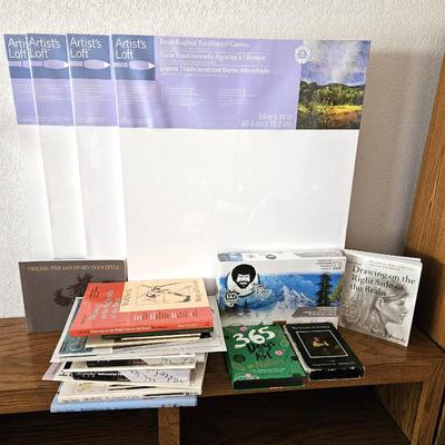 Artist's Lot - Four Large Blank Canvases (24" x 30") Plus Assorted Tutorial Art Books. Includes A Bev Doolittle Book