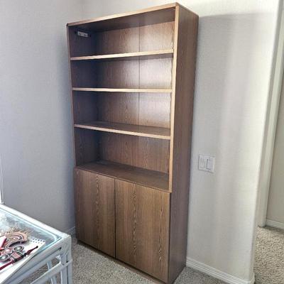  Book Shelf with Lower Cabinet - Warm Wood Grain