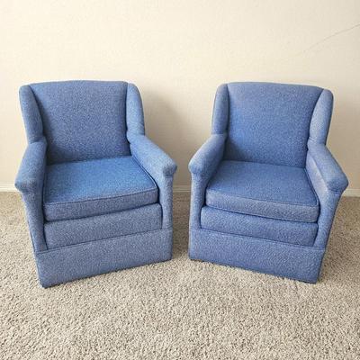 - Set of Two Vintage Blue Armchairs
