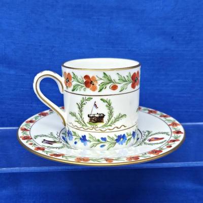  Tiffany & Co Private Stock Demitasse Cup & Saucer Set Hand Painted France Liberty Cannon Masonic LE 07/308