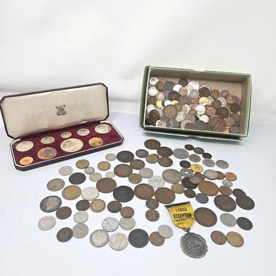 Lot #216 - Lot of Global Coins - British 1953 Partial Royal Mint Set and Many More!