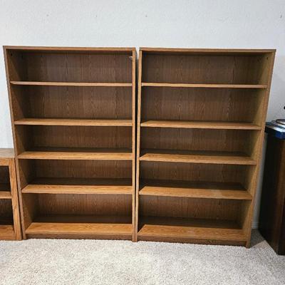 Set of Two Adjustable Wooden Bookshelves 3ft x 5ft x 12" Deep (Each)