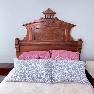 Victorian Eastlake Walnut And Burled Walnut Full Or Queen Bed
