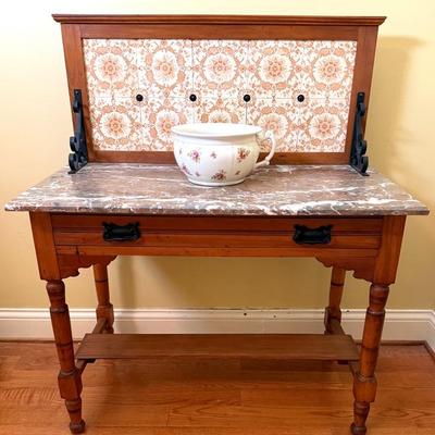 Victorian English Marble top wash stand