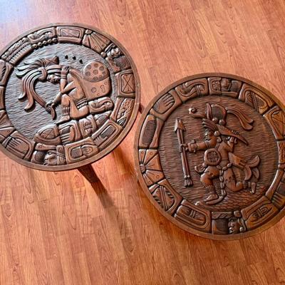 Vintage, hand carved Honduran mahogany tables