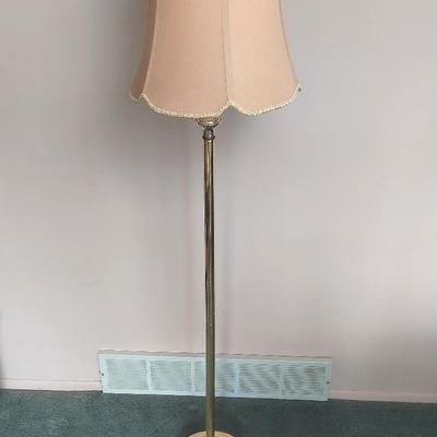 Brass Floor Lamp Beige Shade 57.5" Tall 