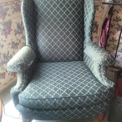 Queen Anne Style Wing-back Chair 42" Tall. 32" Wide, 27" Deep