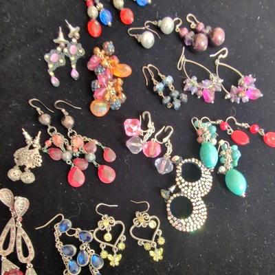 16 Pairs Rhinestone and Cluster Bead Earrings
