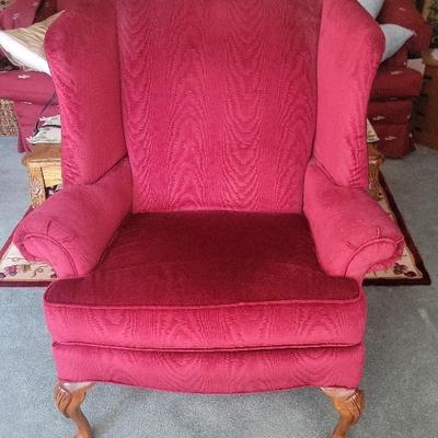 Queen Anne Style Wing-back Chair 42" Tall, 32" Wide, 27" Deep