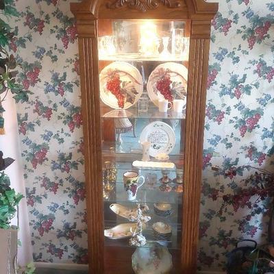 Lighted Curio Cabinet Glass Front & Side 78" Tall 26" Wide 10.5 Depth Content Not Included 