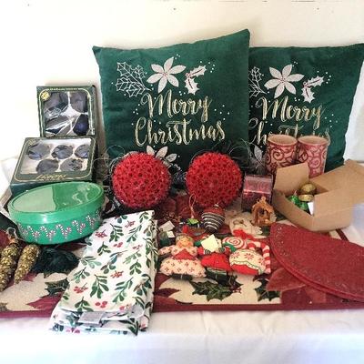Assortment Of Christmas Decor Including Storage Bag