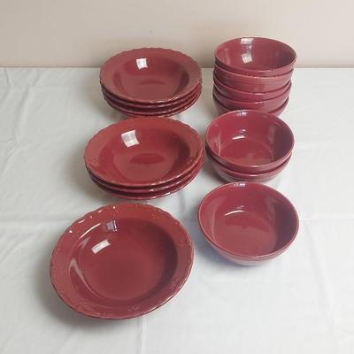 Burgundy 7 Salad Bowls 8", 8 Soup Bowls 6"