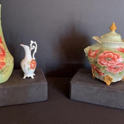 Sale Photo Thumbnail #13: 3 German Hand Painted Poppies Containers