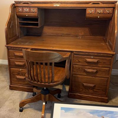 Sale Photo Thumbnail #40: Rolltop Desk And Rolling Office Chair