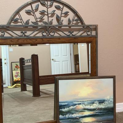 Sale Photo Thumbnail #62: Havertys Beveled Mirror And A. Murphy Seascape 