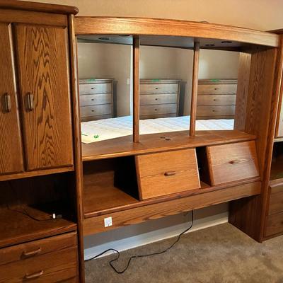 Sale Photo Thumbnail #100: Mirrored Headboard With Side Cabinets 
