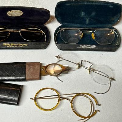 Sale Photo Thumbnail #33: Antique Wire Rim Glasses - Failing Optical Company NY 