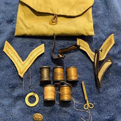 Vintage Military Issued Sewing Kit w/ Original Thread and Patches 