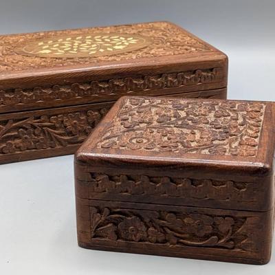 Carved Wood Trinket Boxes