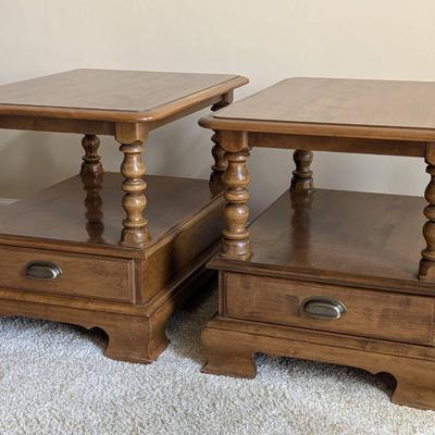 Ethan Allen Maple Colonial End Tables 