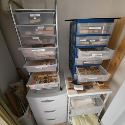 Sale Photo Thumbnail #55: rubber stamps, storage containers