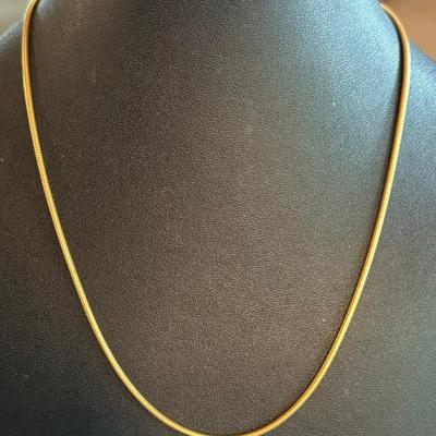 14K Yellow Gold Stamped 585 Germany DB Snake Chain 18 Inch - Total Weight 9.7 Grams 