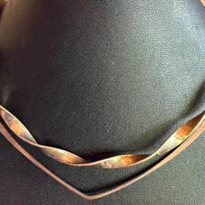 (2) Sterling Silver Choker Necklaces - Denmark Twist And Flat Choker