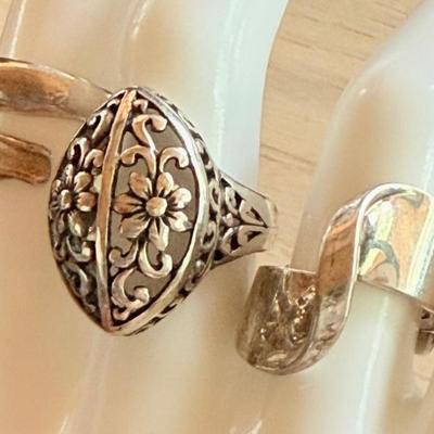 (3) Sterling Silver Rings - Thailand - Twist - Alton - Sizes 6.5 - 8 - Total Weight 18.1 Grams 