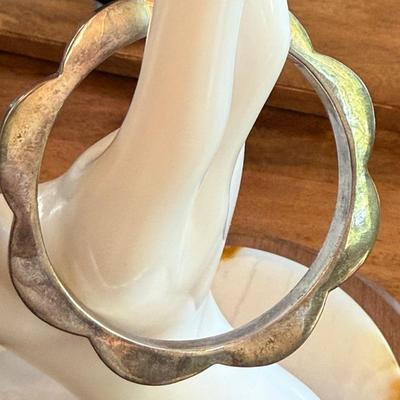 Vintage Sterling Silver Flower Shaped Bangle Bracelet - Total Weight 16.5 Grams 