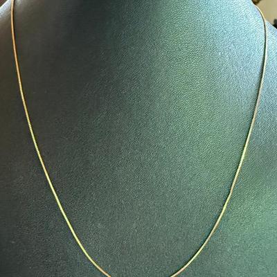Delicate 14K Yellow Gold 18 Inch Box Chain - Total Weight .9 Grams 