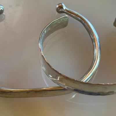 (2) Vintage Sterling Silver Cuff Bracelets (1) B. T. Thailand -  29.6 Grams