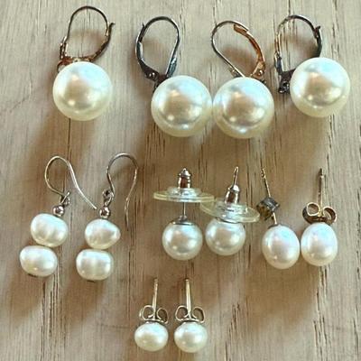 Assorted Pearl & Faux Pearl Earrings - Some Sterling Silver Posts 