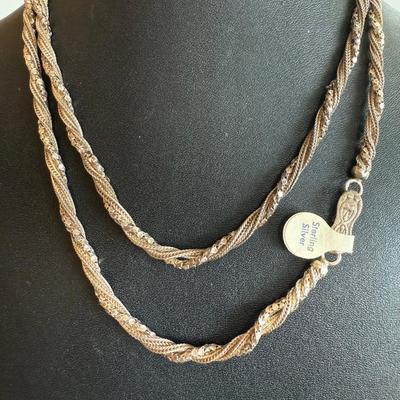Vintage Sterling Silver Twist 34 Inch Necklace With Original Tag - Total Weight - 41.96 Grams 