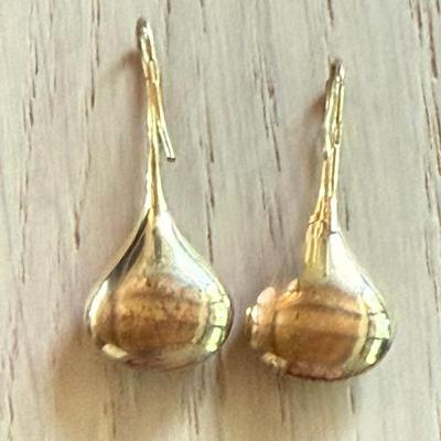 14K Yellow Gold 585 Wire Drop Earrings - Total Weight 2.4 Grams 