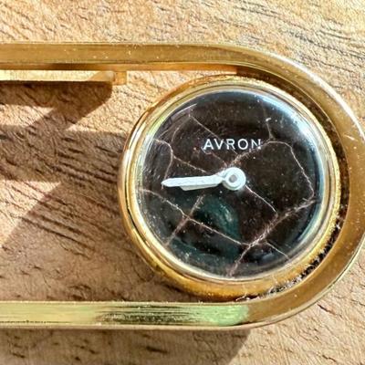 Vintage Avron Gold Tone Slide Necklace Watch Runs  