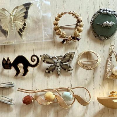 Assorted Vintage Pins - 12k Gf - Popesco - Mma 1985 - Vermeil - Butterfly Enamel