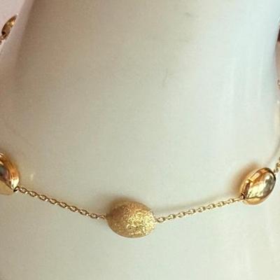 14K Gold 7 Inch Bracelet With Satin Gold Beads - 2.6 Grams 