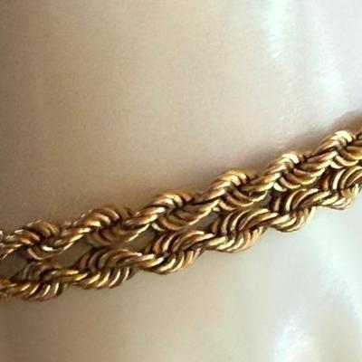 14K Yellow Gold Double Twist Chain 8 Inch Bracelet - Total Weight 24.15 Grams 