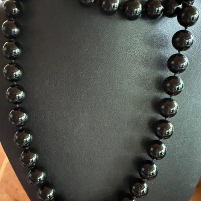 14k Gold & Black Coral Bead 36 Inch Necklace