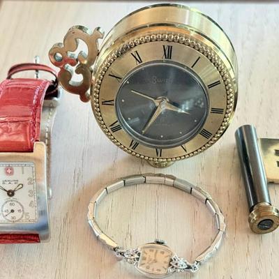 Vintage Genuine S.A.K Wenger Watch - Swiza Key Alarm Clock & Bulova Rolled Gold Ladies Watch 